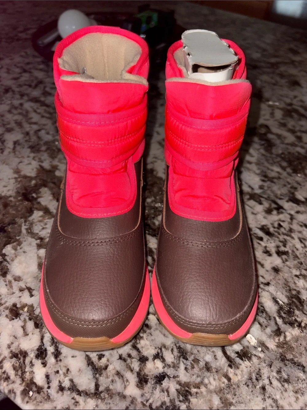 UGG Kids Brown and Bright Pink Waterproof Snow Boots